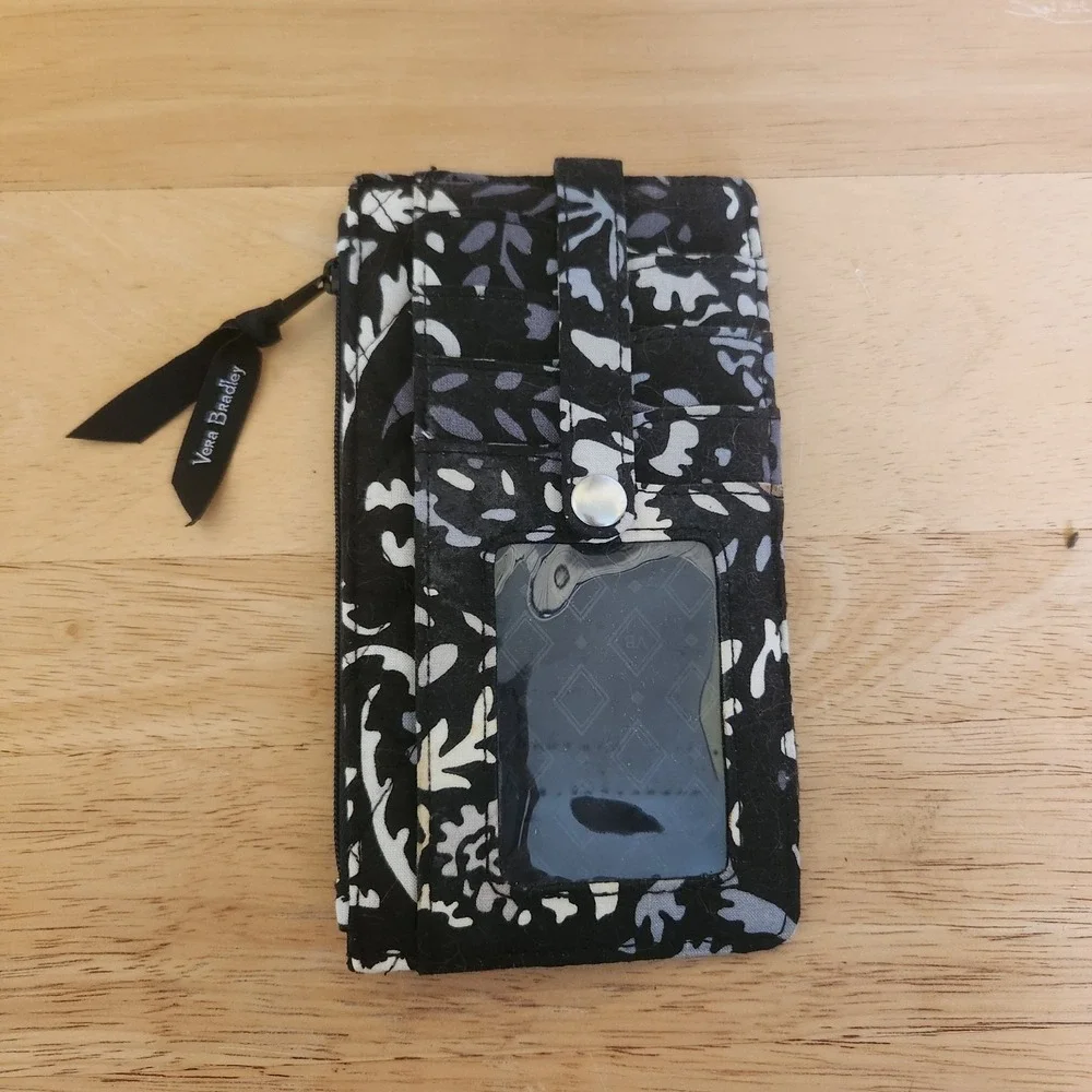 Vera Bradley Ultimate Card Case Gray Black White Wallet Clutch